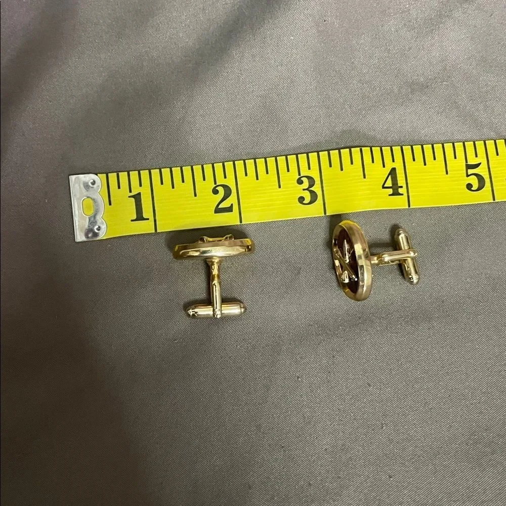 Vintage signed Anson cufflinks golf tees w leather goldtone